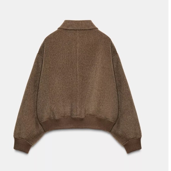 Zara NWT ZW Collection wool blend bomber jacket brown 7522/040 - Picture 4 of 7